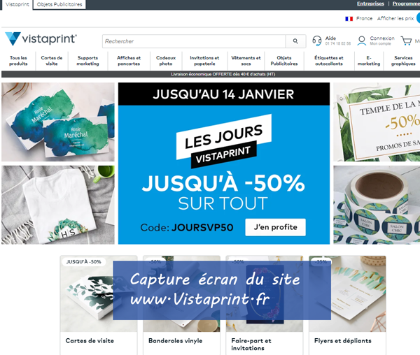 www.vistaprint.fr : site de connexion à vistaprint gratuit