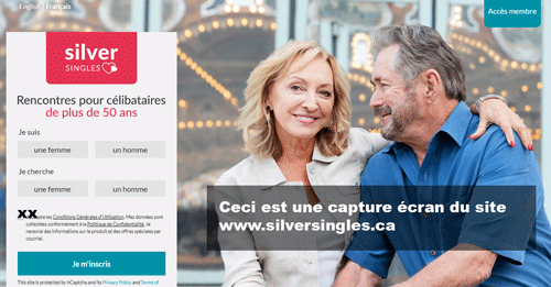 Les étapes de connexion sur www.silversingles.ca
