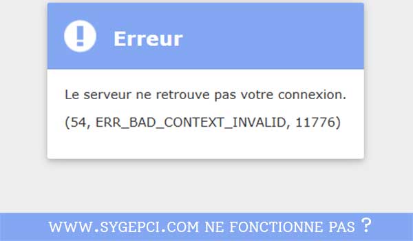 www.sygepci.com ne fonctionne pas