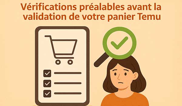 Vérifications préalables avant la validation de votre panier Temu