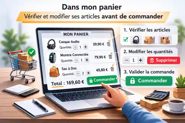Dans mon panier : vérifier et modifier ses articles avant de commander